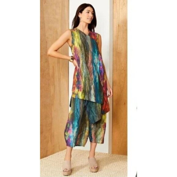 Bryn Walker Zen Taffeta Nebulosa Abstract Wrap Vest Womens Size XS Artsy Boho - Picture 12 of 12